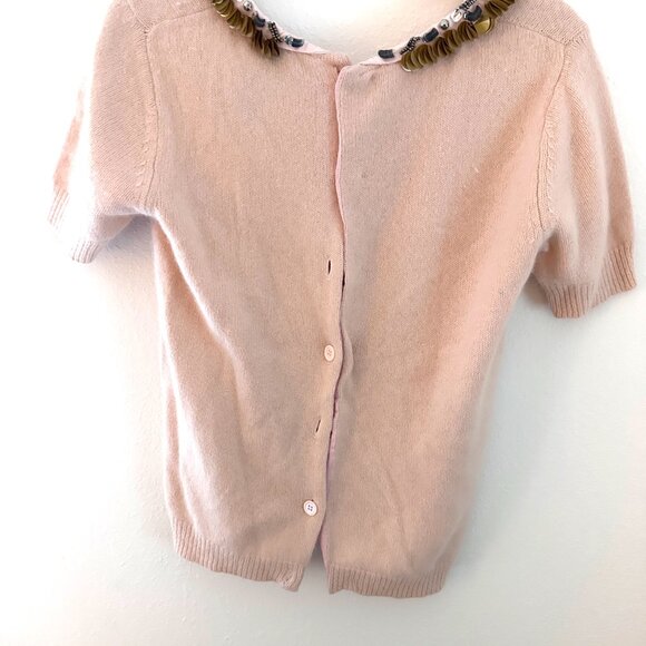 Corey Lynn Calter Sequined Peter Pan Collar Button Back Angora Sweater - Picture 4 of 4